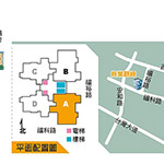 社區(qū)（紅框處）面積約1175坪，位於角地，1樓有6店面。